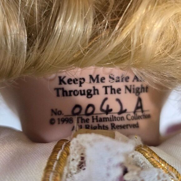 Hamilton Collection 1998 Angel Porcelain Doll Keep Me Safe All Through The Night - Picture 3 of 8